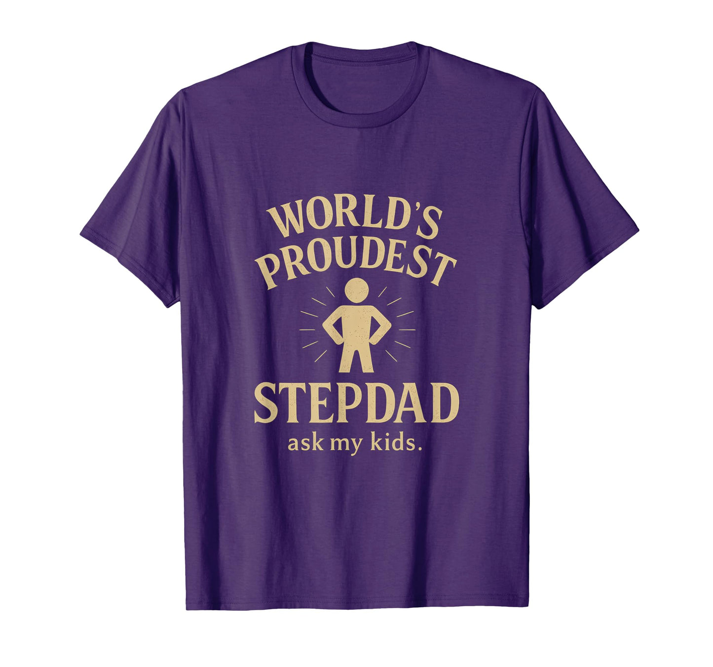 World's Proudest Stepdad Vintage Gold White T-Shirt