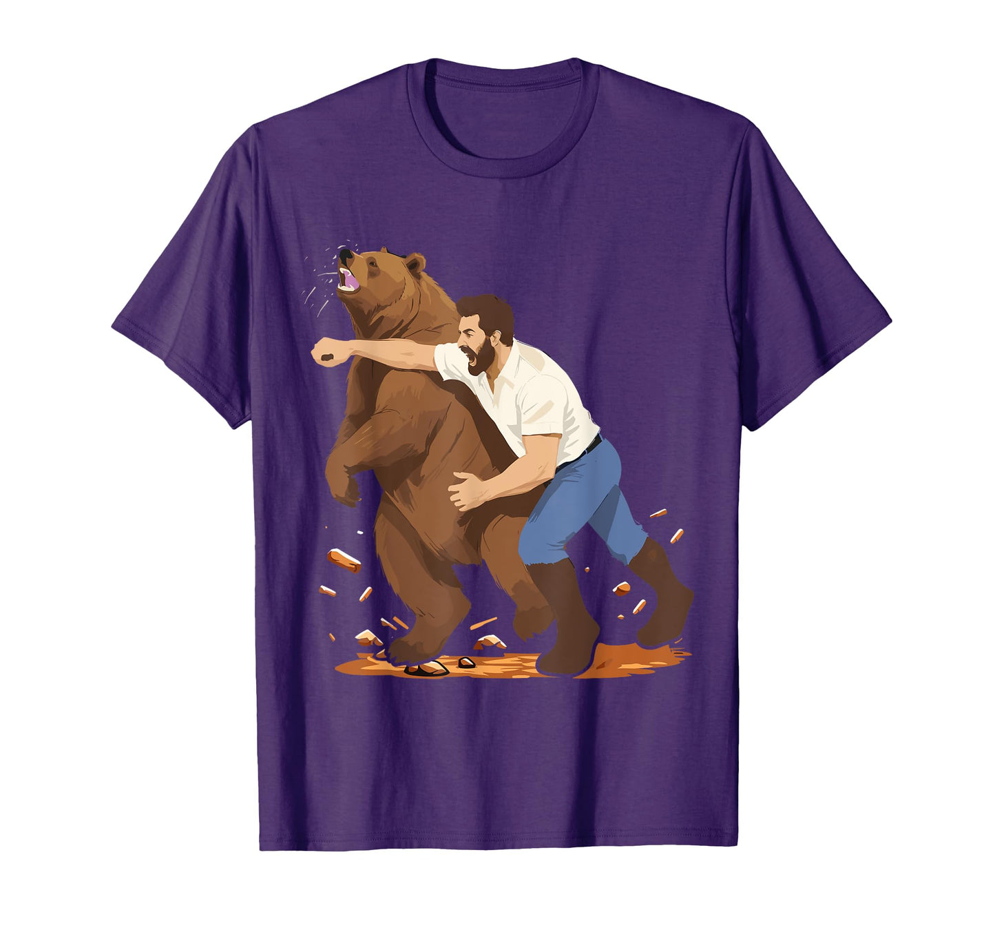 Man Punching Bear Funny Wilderness T-Shirt