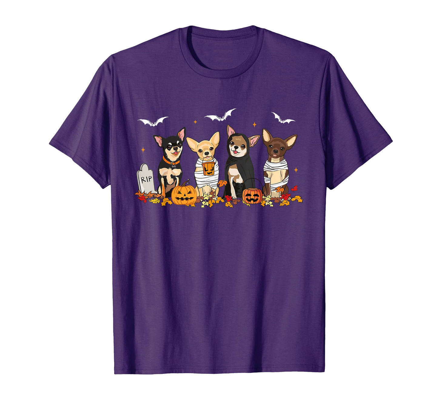 Funny Pumpkin Ghost Chihuahua Halloween Chihuahua Dog Mom T-Shirt for Men Women