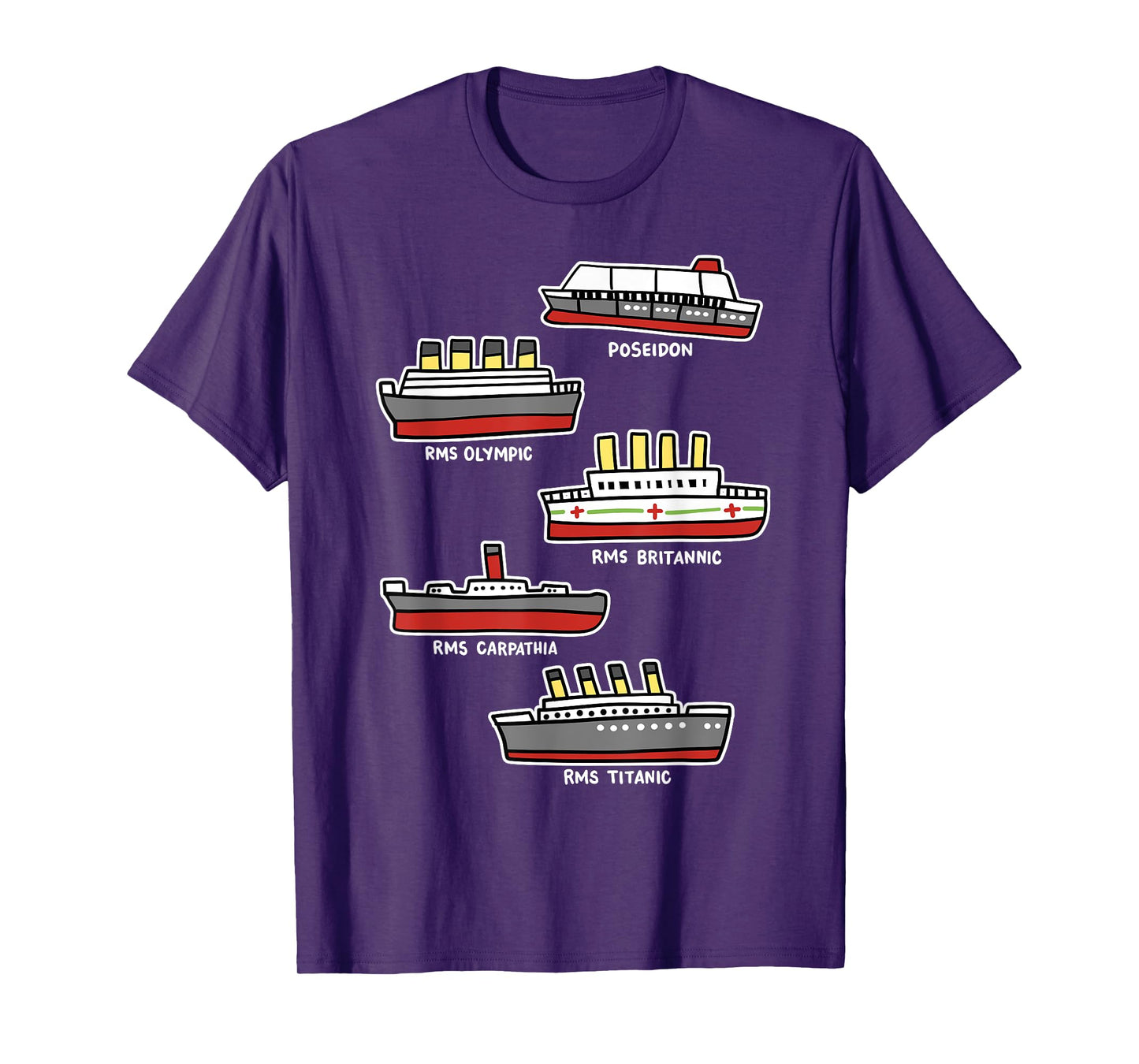 Famous Cruise Ship RMS Titanic Britanic Poseidon Carpathia T-Shirt