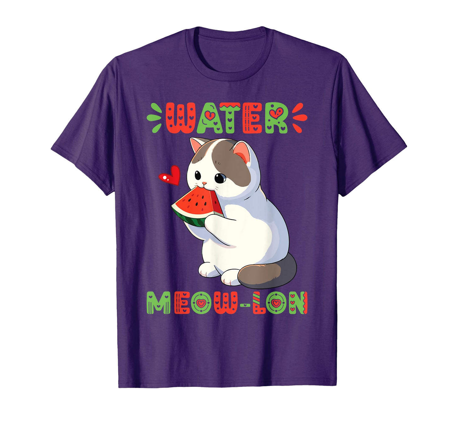 Munchkin Cat Eating Watermelon Summer Vibes Watermeowlon Day Men Women Kids T-Shirt