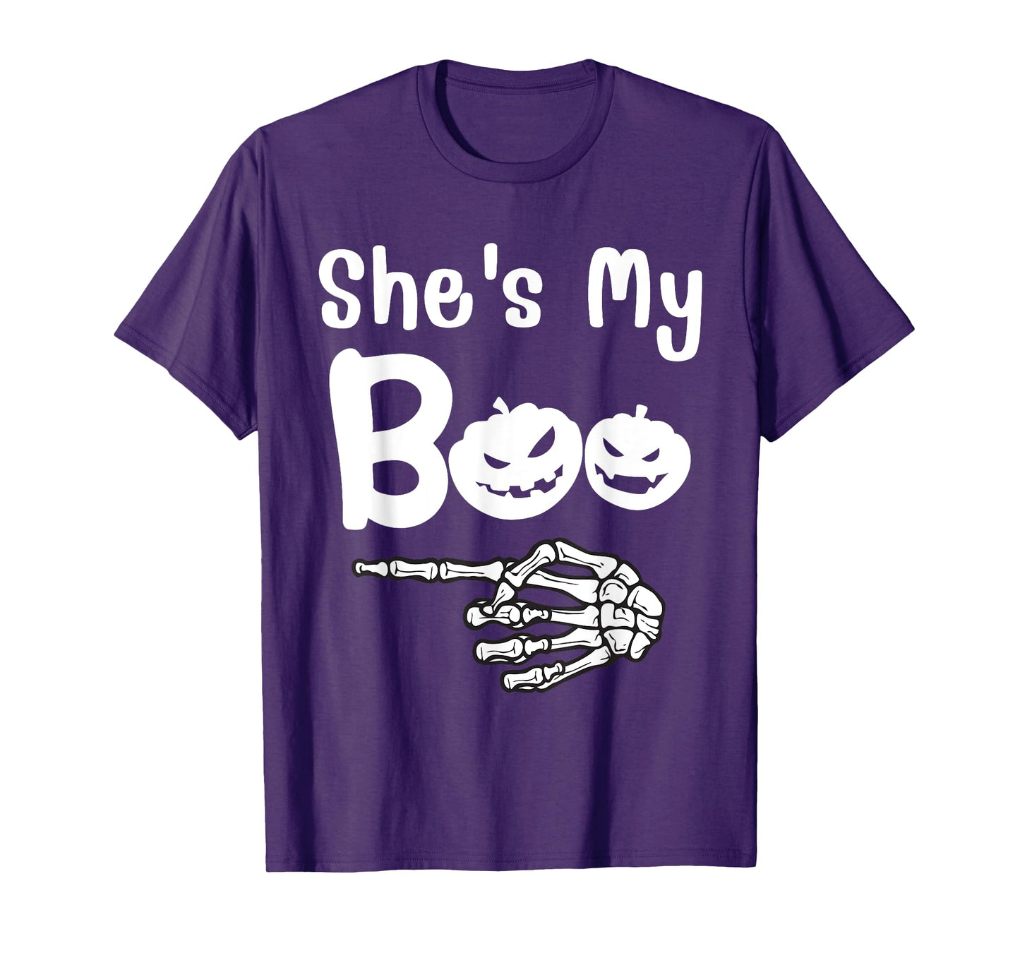 She's My Boo Pumpkin Skull Matching Halloween Pajama Couples T-Shirt