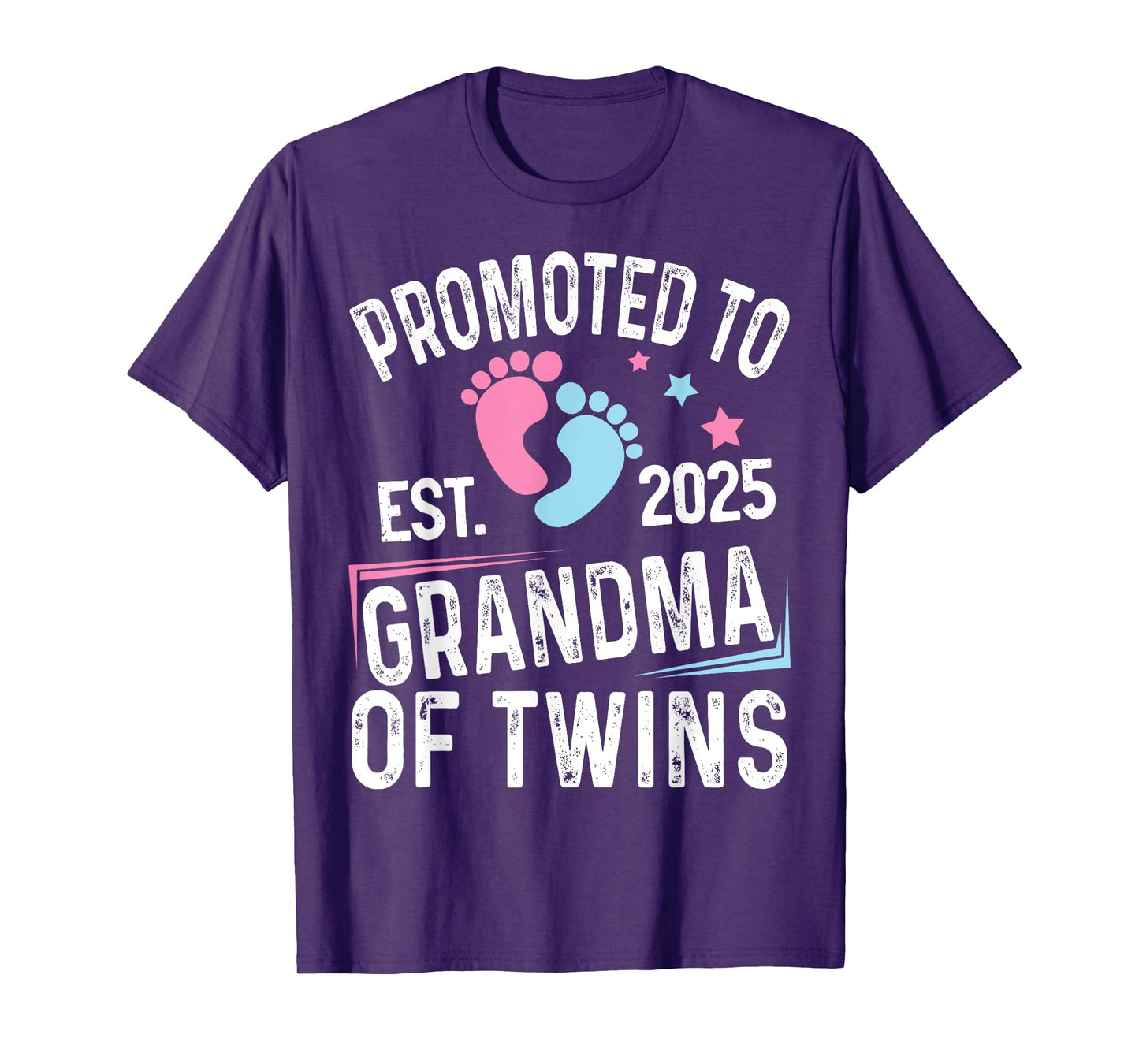 Promoted To Grandma Of Twins Est 2025 Baby Shower T-Shirt