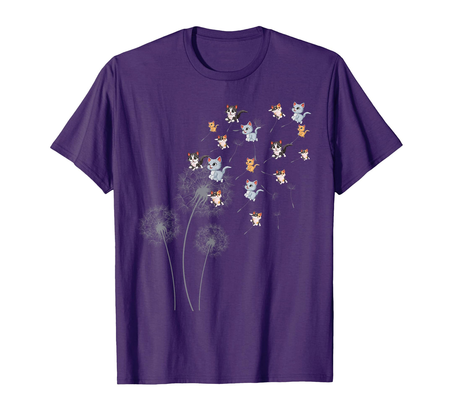 Cat Cat For Women Girls Cute Dandelion Flower T-Shirt
