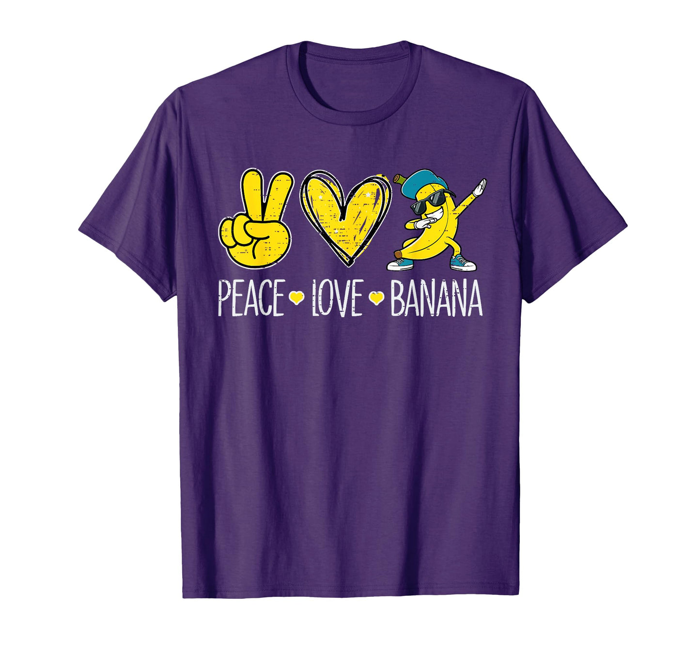 Funny Peace Love Banana Fruit Lover Vegan Boys Kids Girls T-Shirt