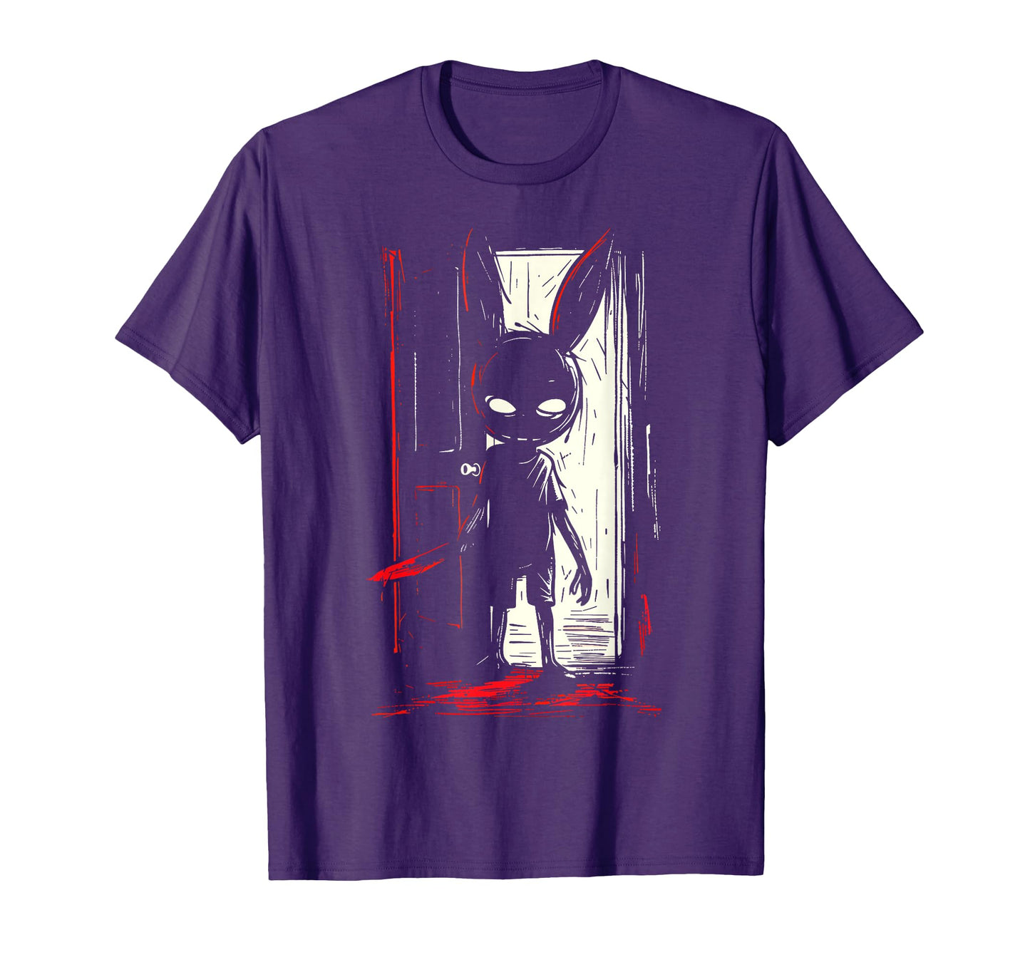 Horror Evil Bunny Rabbit Slasher Creepy Door Alt Goth T-Shirt