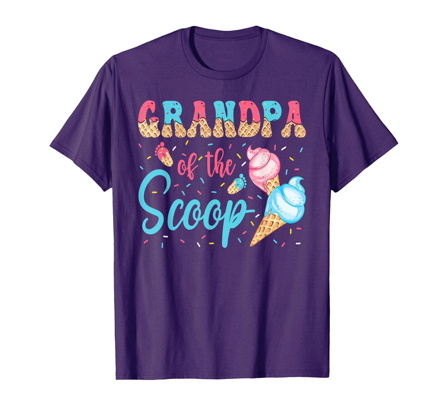 Grandpa Of The Scoop Ice Cream Gender Reveal Baby Shower T-Shirt