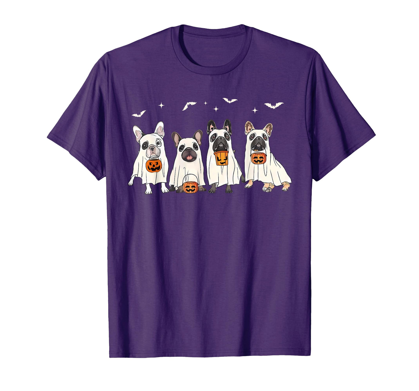 Funny French Bulldog Dressed As Ghost Boo Sheet Halloween T-Shirt