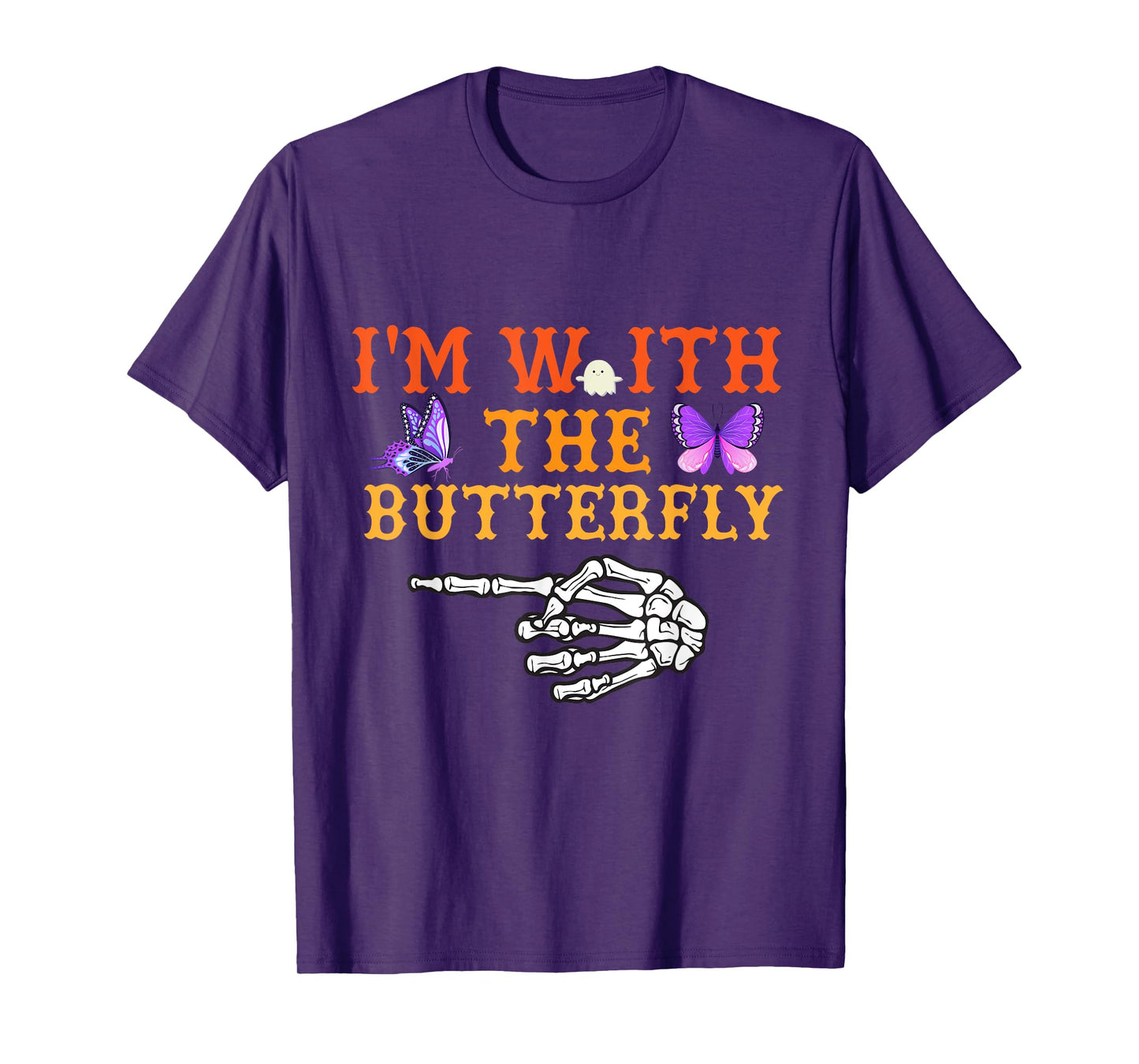 I'm With Butterfly Halloween Costume Couples Matching T-Shirt