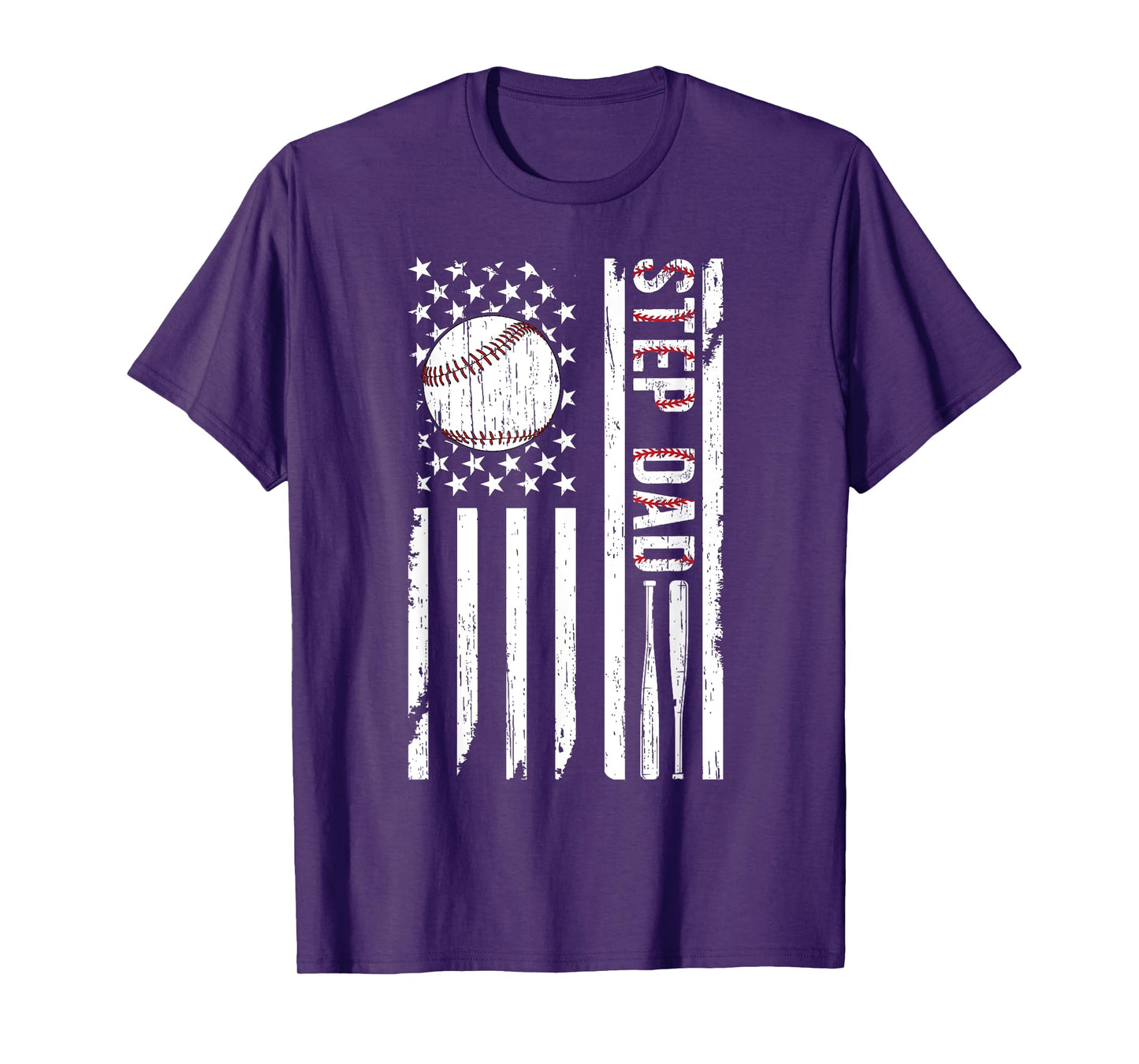 Baseball Step Dad Of A Baseball Player Stepfather US Flag T-Shirt