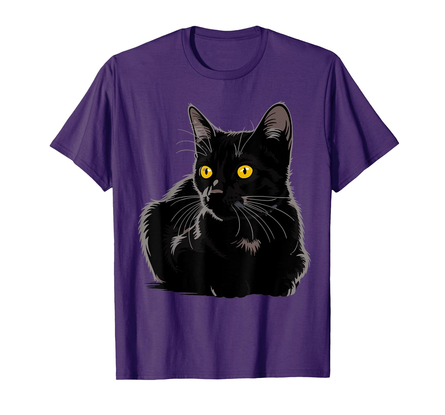 Black Cat Art Graphic with Yellow Eyes Cool Vintage T-Shirt