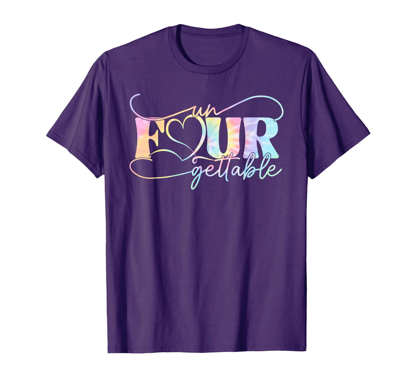 Un Four Gettable Heart Tie Dye 4th Birthday Girls Boys Kids T-Shirt