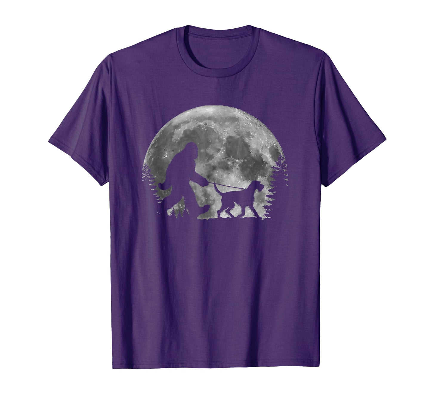 Bigfoot Walking a Dog German Wirehaired Pointer Halloween T-Shirt