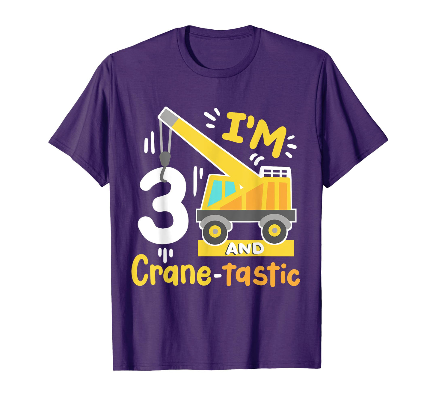 Kids 3rd Construction Birthday Party I'm 3 Crane Digger Boys T-Shirt