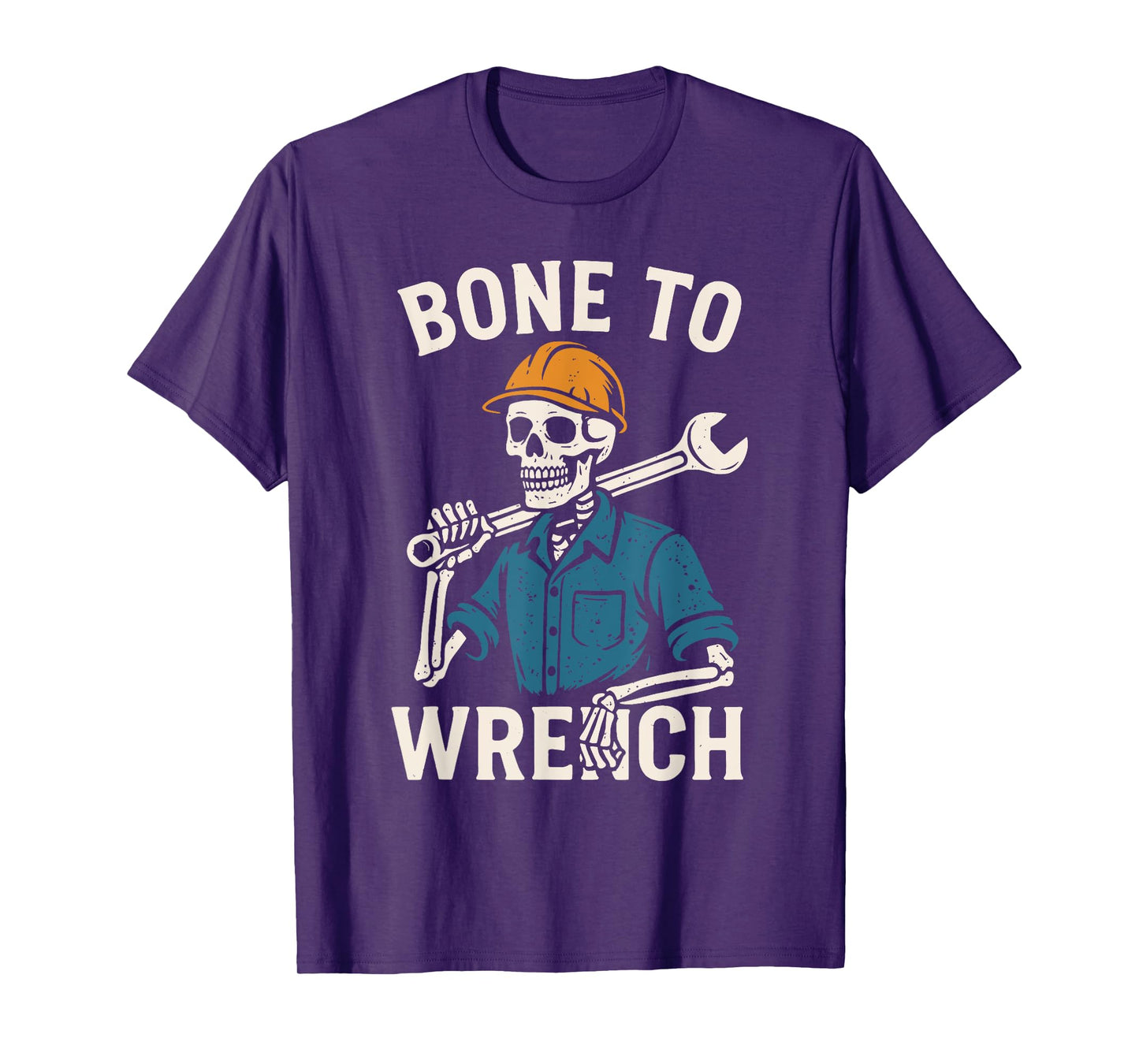 Skeleton Wrench Bone Men Graphic Halloween Costume Kids T-Shirt