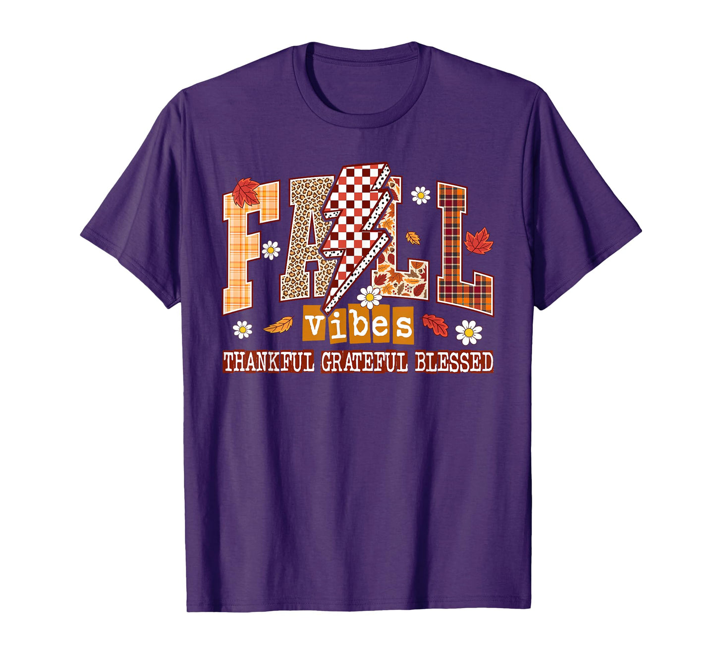 Fall Vibes Thankful Grateful Blessed Autumn Thanksgiving T-Shirt