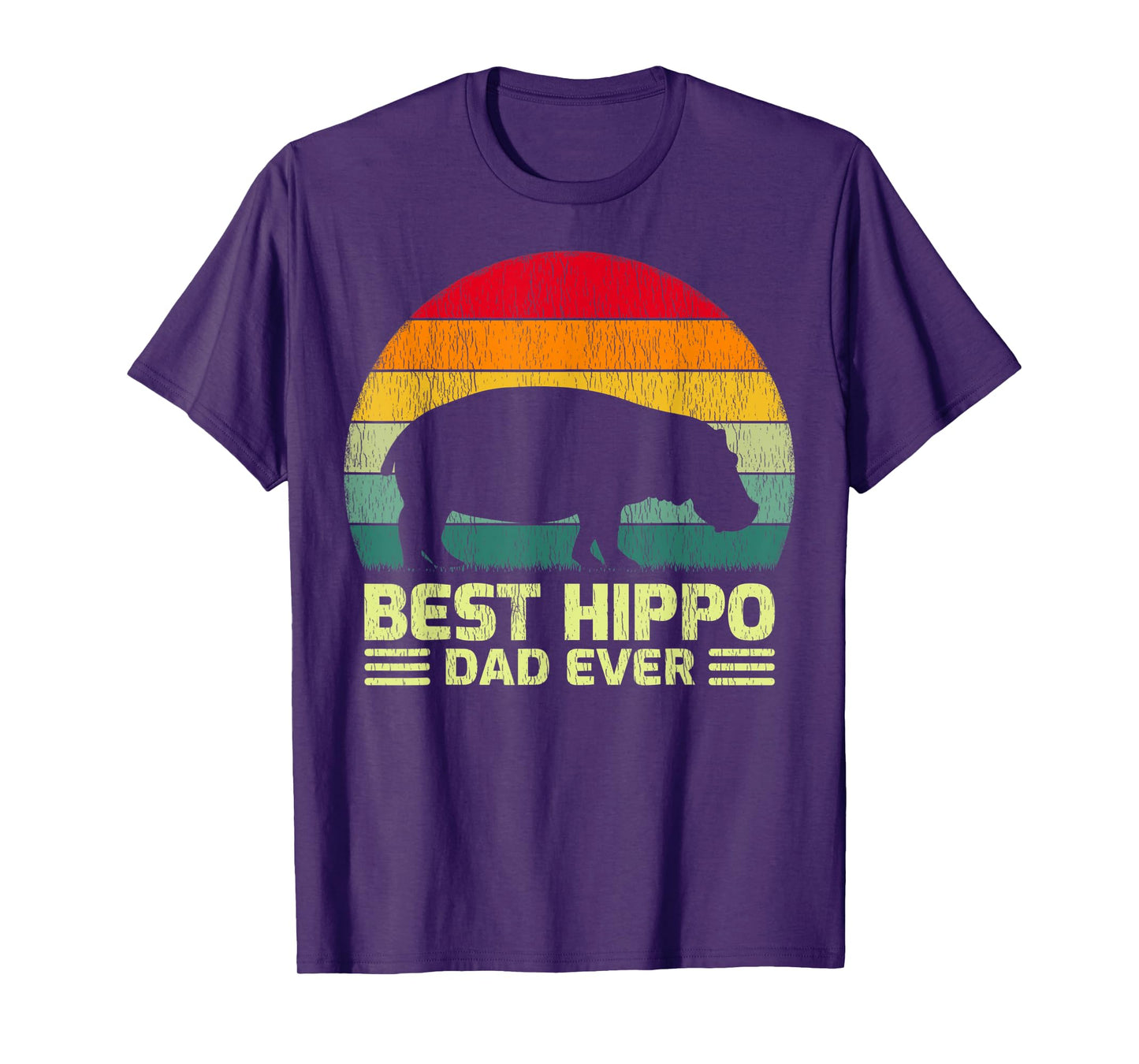 Mens Funny Vintage Best Hippo Dad Ever Father's Day T-Shirt