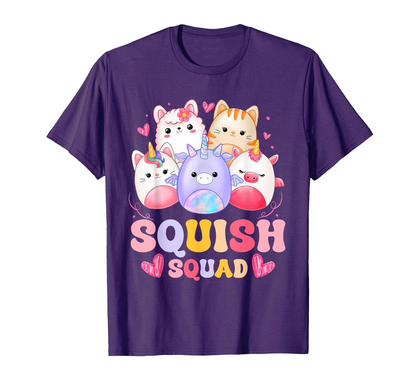 Squish Squad Birthday Shirt For Girls Kids Toddlers Groovy T-Shirt