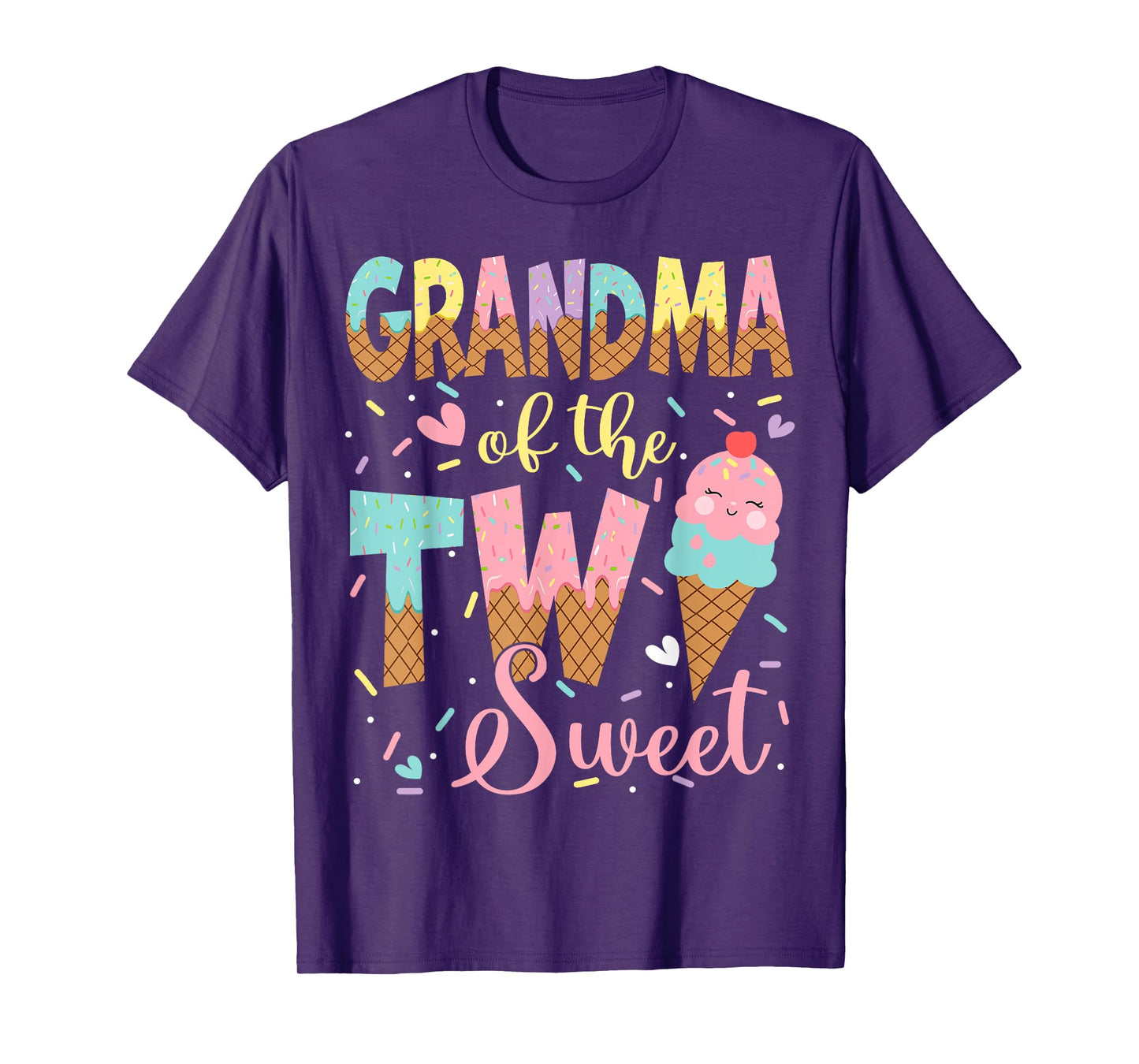 Grandma Of The Two Sweet 2Nd Birthday Girl Ice Cream T-Shirt