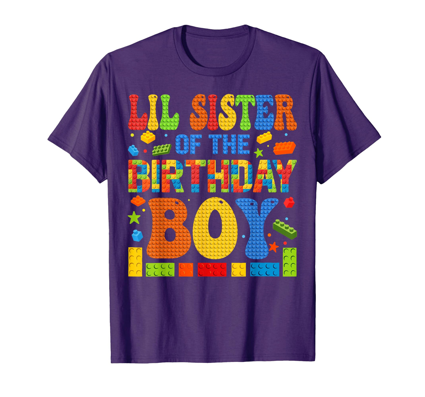 Lil Sister Of The Birthday Boy Building Block Birthday Party T-Shirt