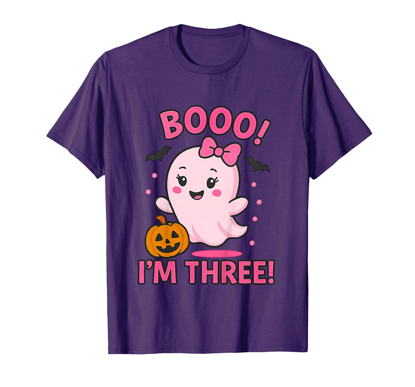 Ghost Boo I'm Three Years 3rd Birthday Toddler Halloween Tee T-Shirt