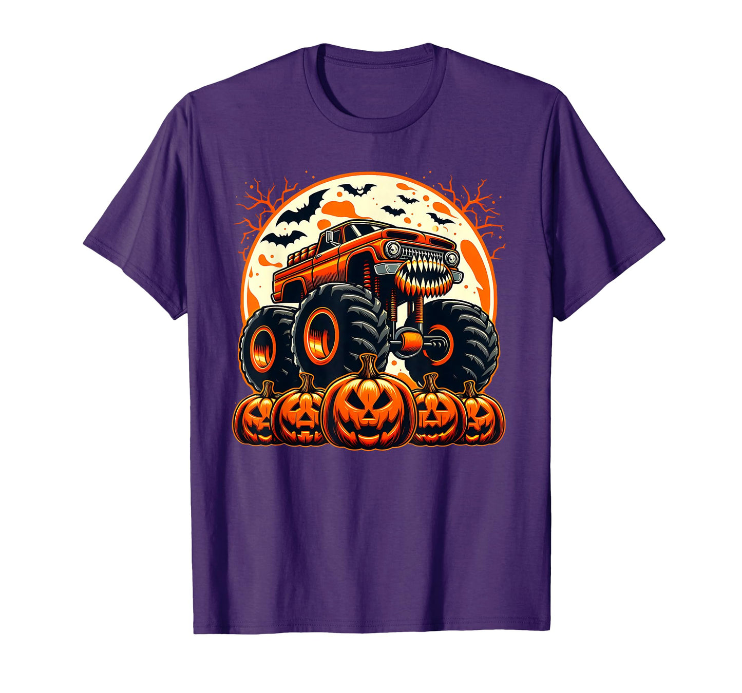 Monster Truck Ghost Pumpkin Halloween Costume Boys Toddler T-Shirt