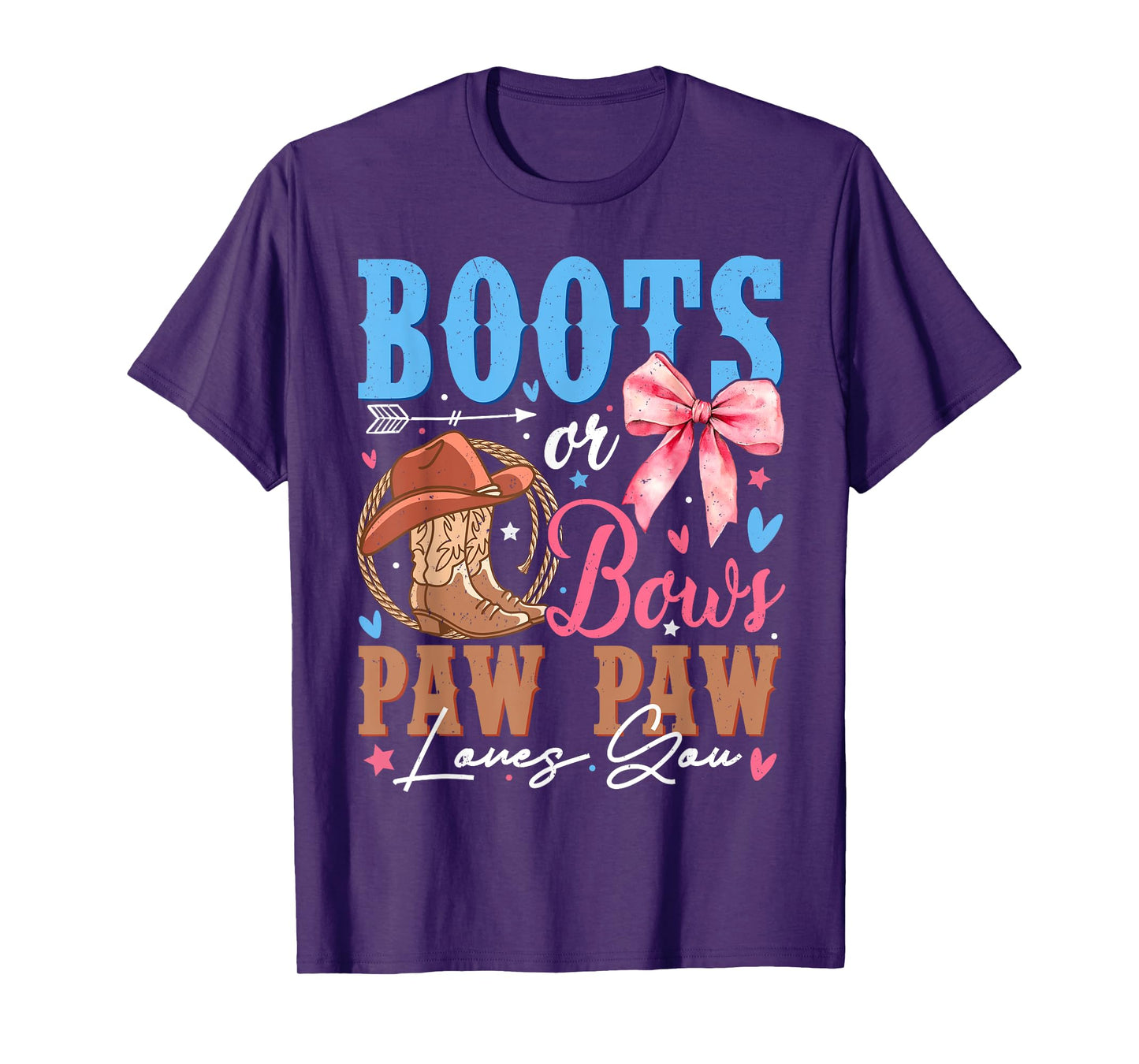 Boots or Bows Gender Reveal Decorations Paw Paw Loves You T-Shirt