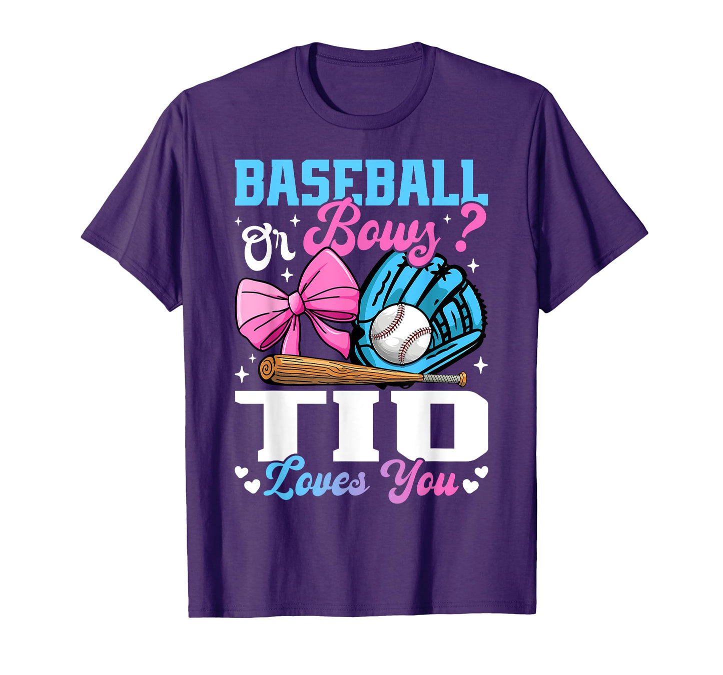 Baseball Or Bows Tio Loves You Funny Gender Reveal T-Shirt
