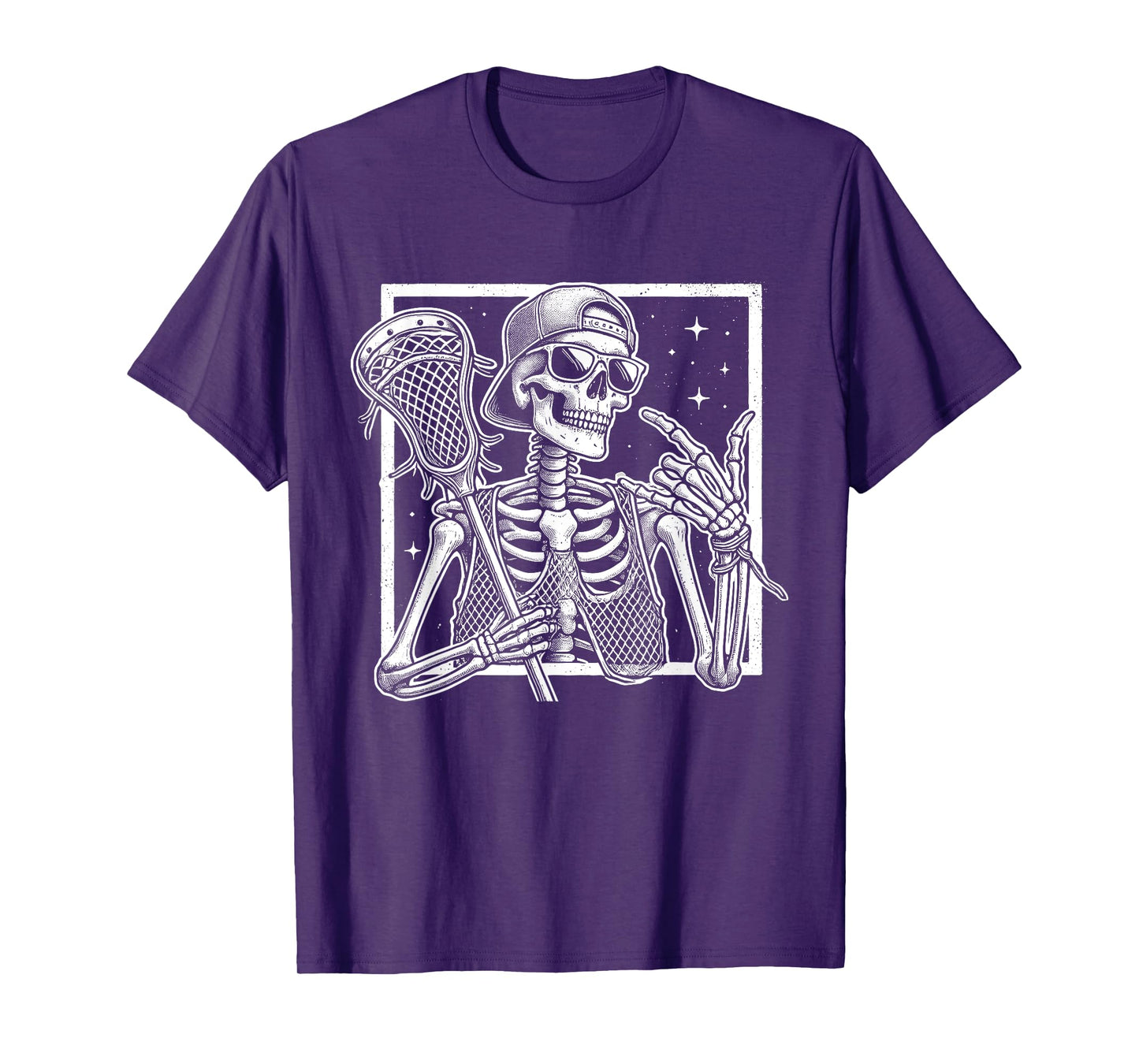 Skeleton Lacrosse Player Birthday Halloween Mens Womens Kids T-Shirt