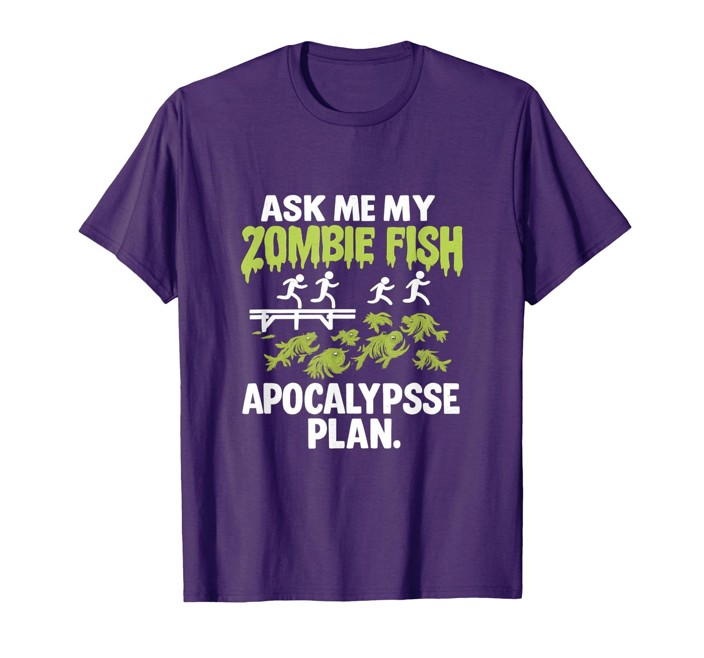 Zombie Fish Apocalypse Plan - Dripping Blood Graphic T-Shirt