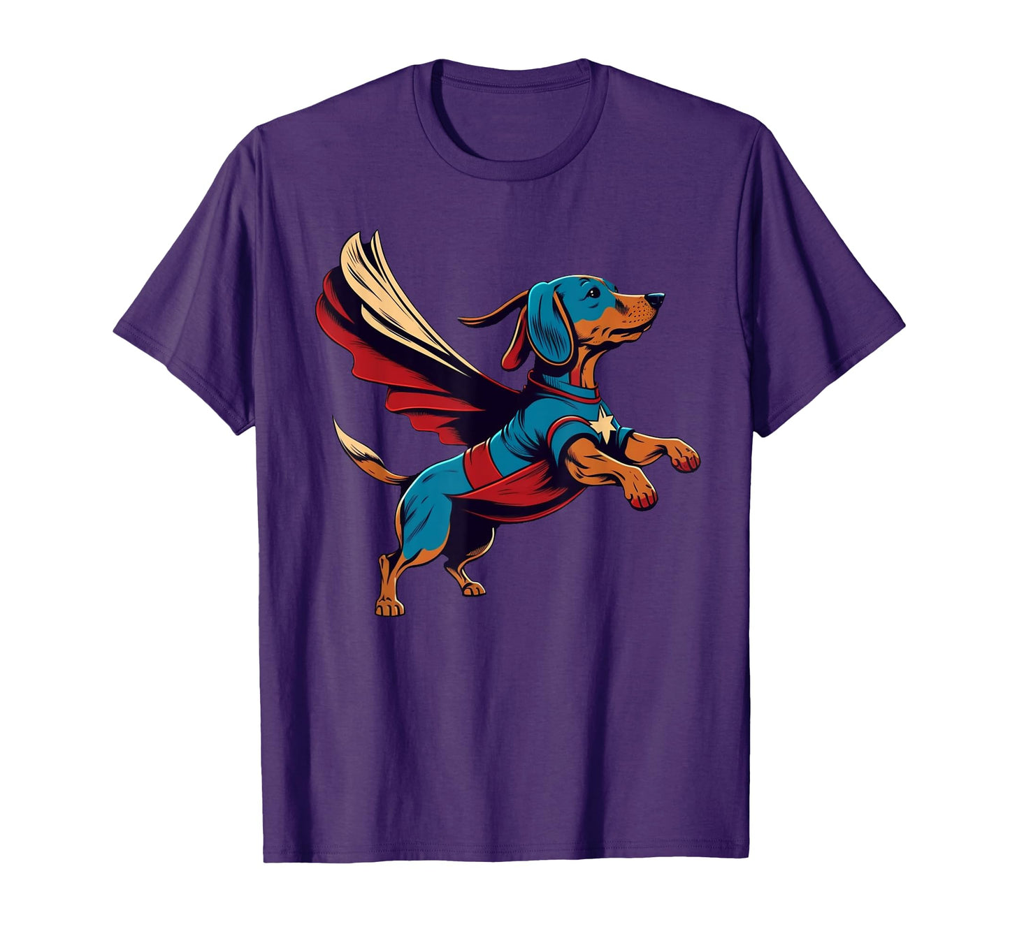 Superhero Dachshund Red Cape Super Hero Dog T-Shirt for Men Women Kids