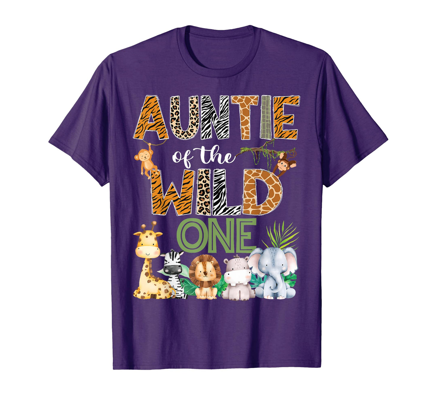 Auntie Of The Wild One 1St Birthday Safari Zoo Jungle T-Shirt