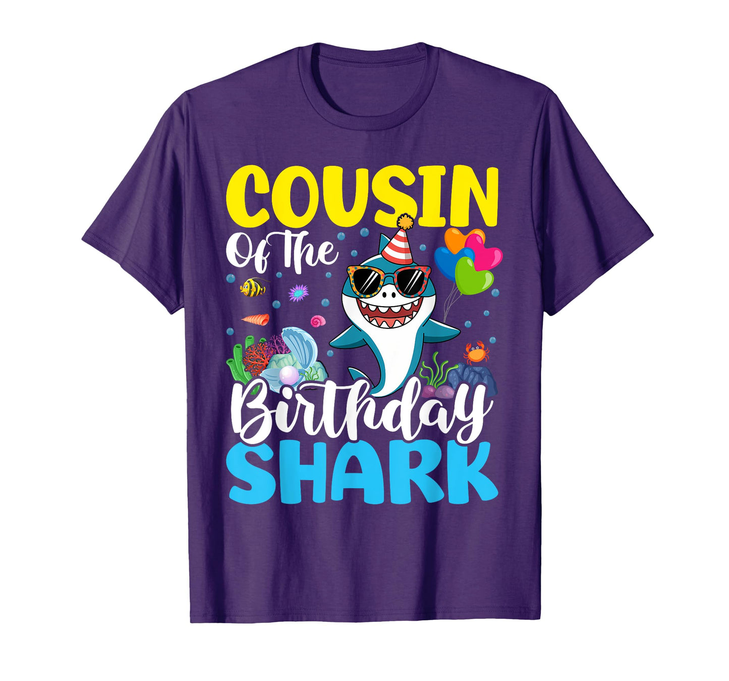 Cousin Birthday Kids Shark Party Matching Family T-Shirt