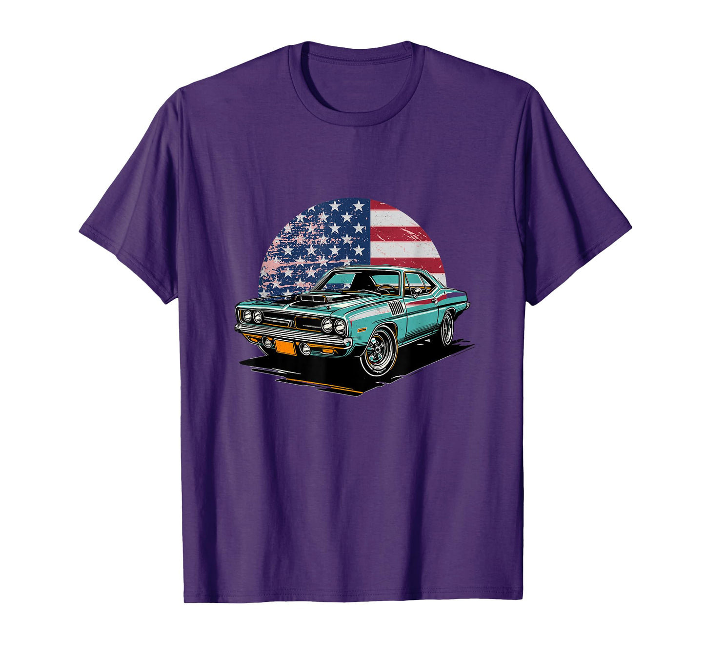Vintage Muscle Car US American Flag Classic Sports Car Men T-Shirt