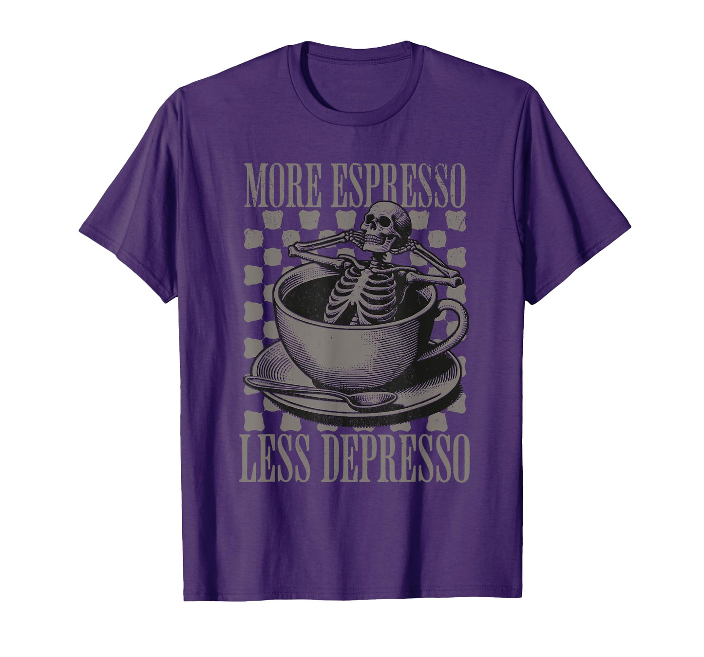 More Espresso Less Depresso Halloween Skeleton In Coffee T-Shirt