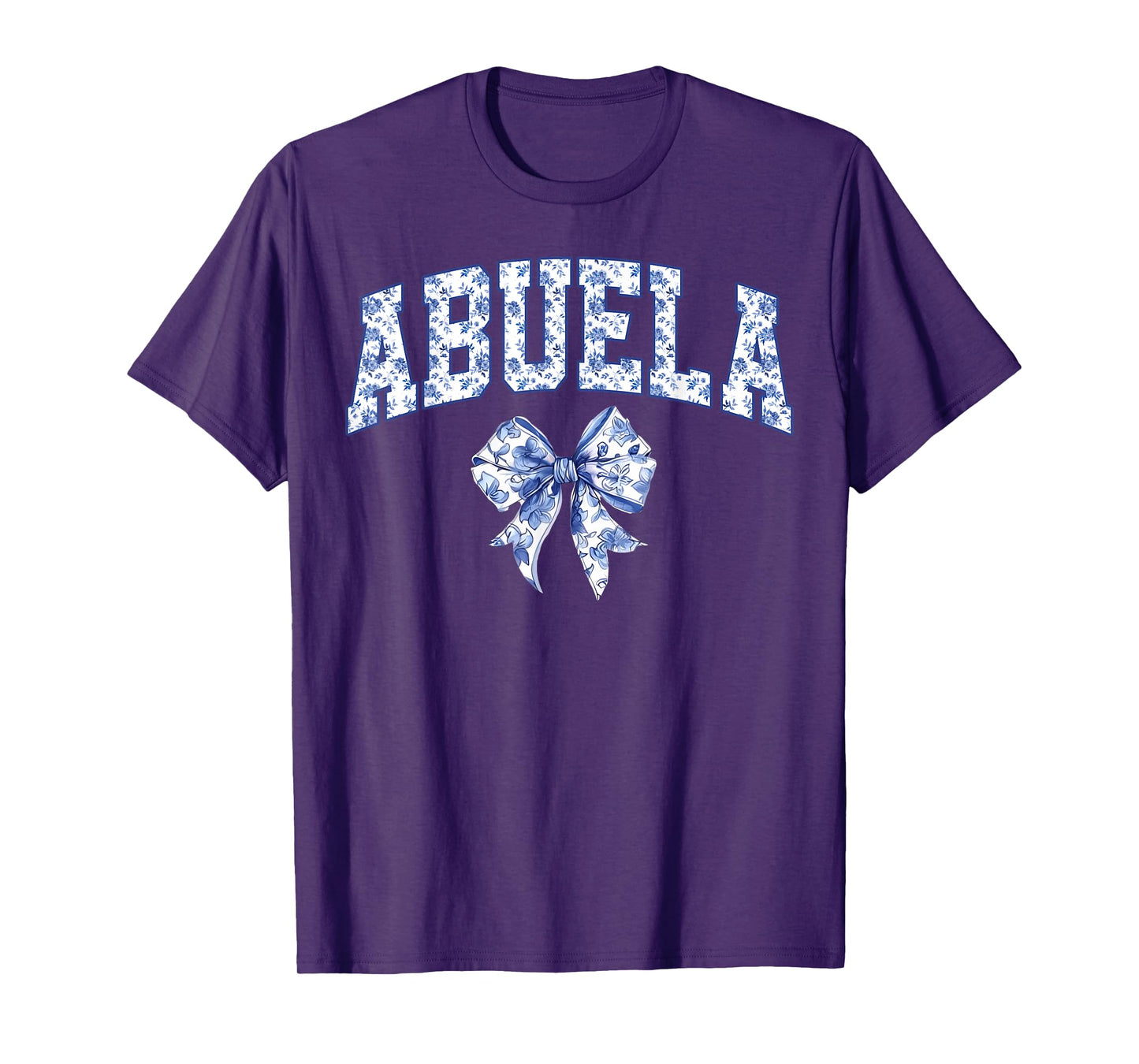 Abuela Coquette Toile Blue Bow Floral Family Matching T-Shirt
