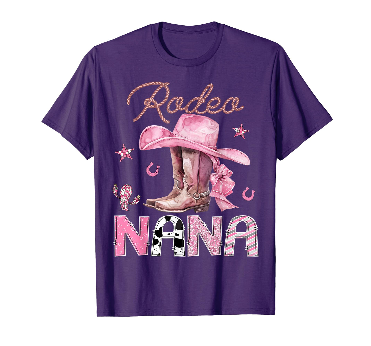 Rodeo Nana Pink Boots Coquette CowGirl Birthday Party T-Shirt