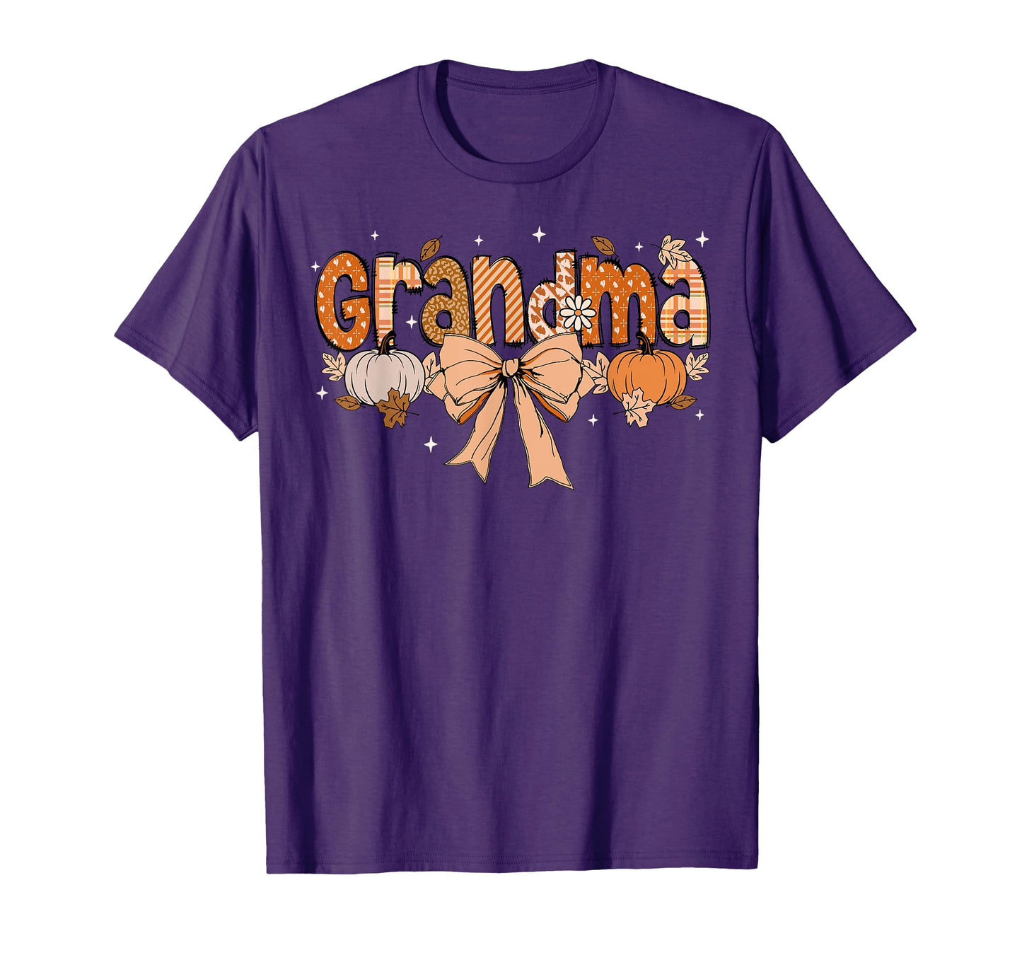 Grandma Pumpkin Fall Coquette Bow Thanksgiving Mom Women T-Shirt