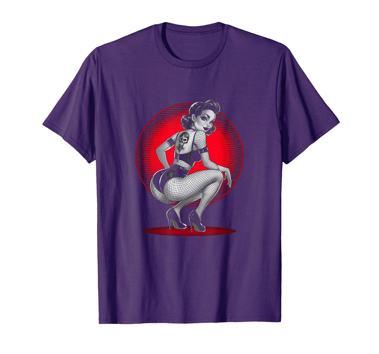 Retro Gothic Halloween Men Women Tees Tattoo Goth Pin-up Girl Vintage Rockabilly Unisex-Adults T-Shirt Black Small Short Sleeve