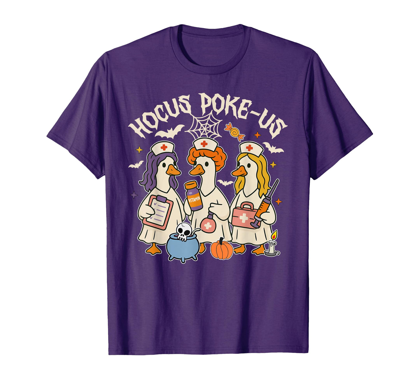 Hocus Poke-us Witch Nurse Halloween Medical Lab Tech Spooky T-Shirt