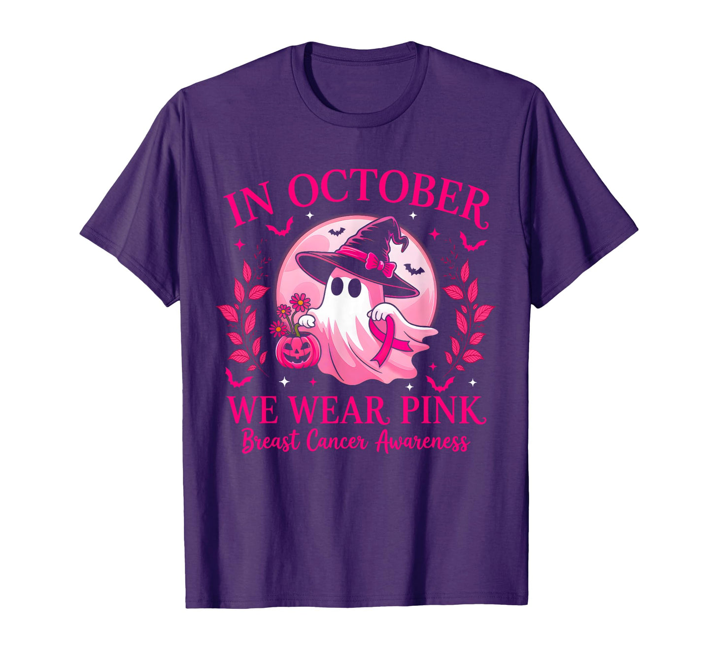 In October We Wear Pink Shirt Ghost Halloween Breast Cancer T-Shirt