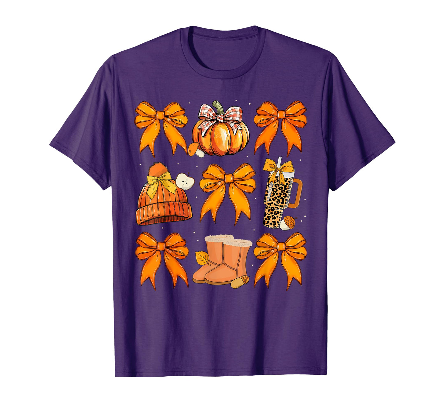 Retro Pumpkin Coquette Bow Fall Autumn Halloween Girl Women T-Shirt