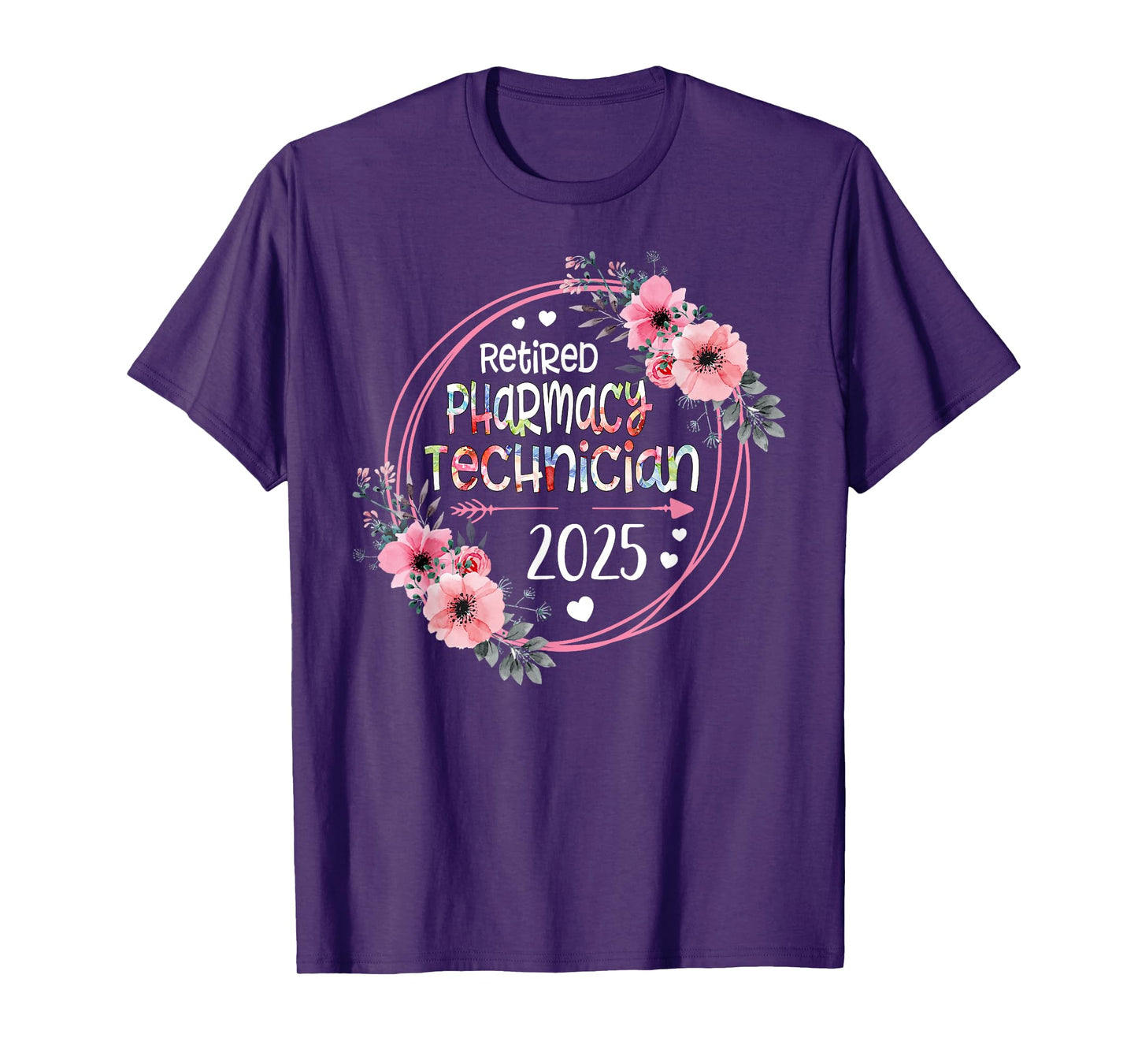 Women Retired Pharmacy Technician Est 2025 Floral Retirement T-Shirt