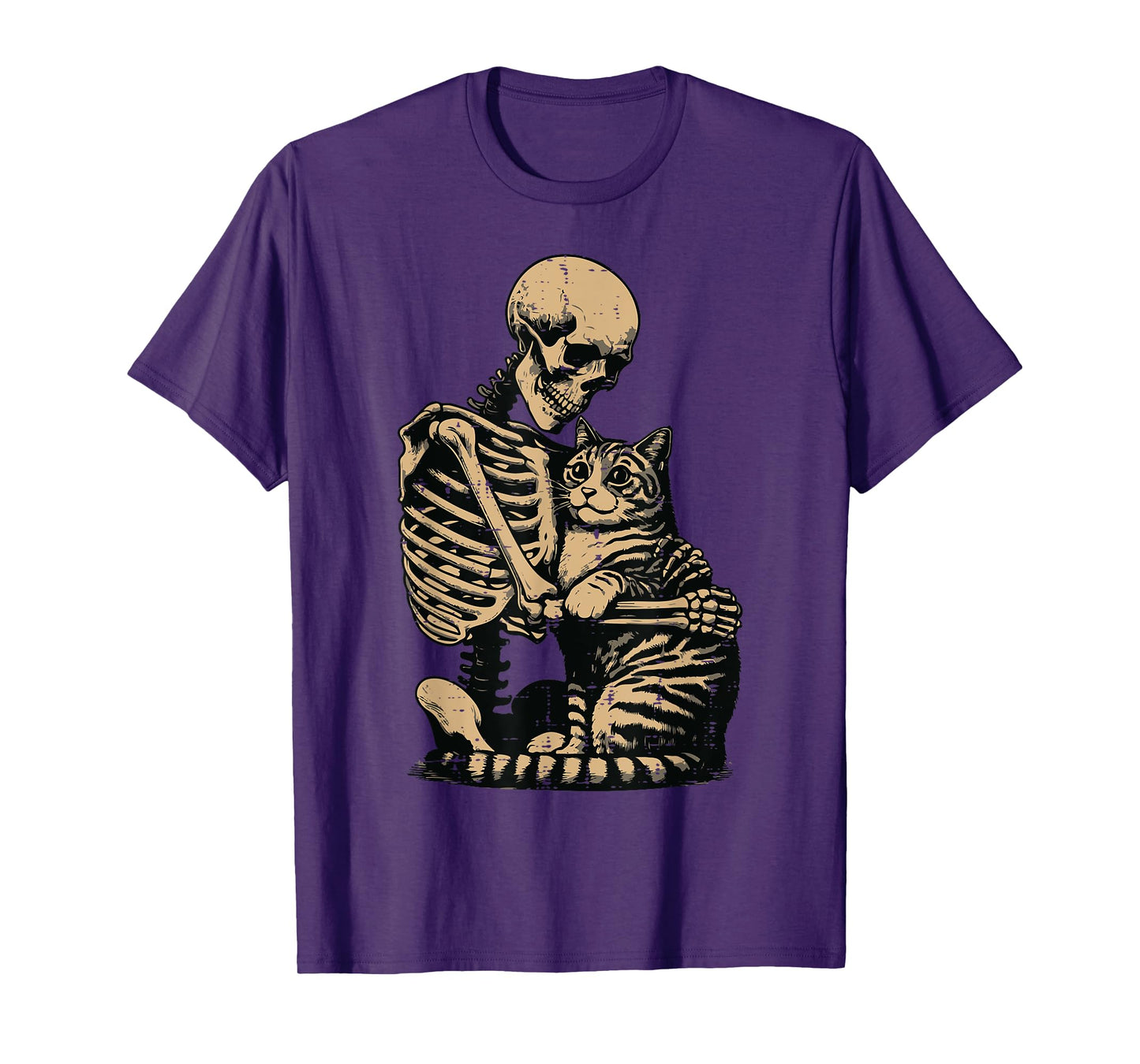 Halloween Skeleton Hugging Cat Scary Costume Men Women Kids T-Shirt