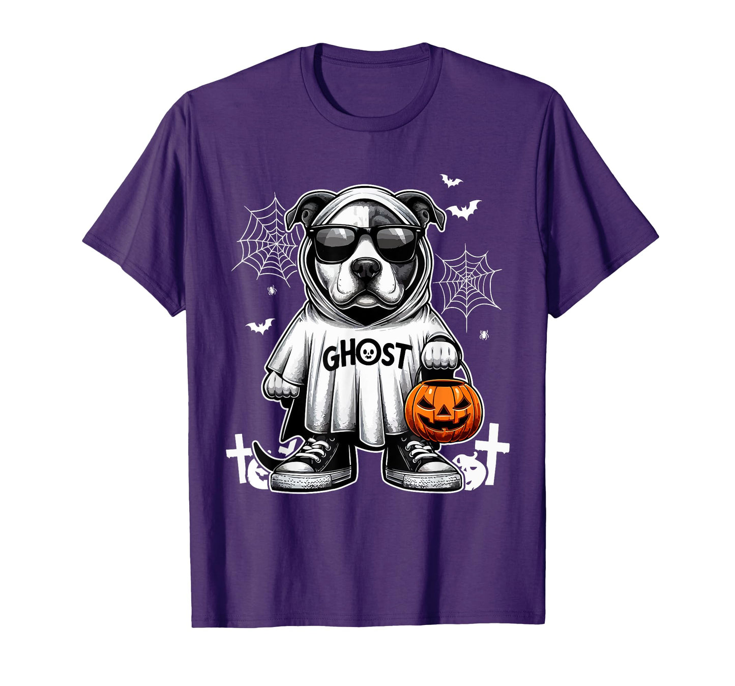 Ghost Halloween Pit Bull Sunglasses Cosplay Boo Ghost Lover T-Shirt