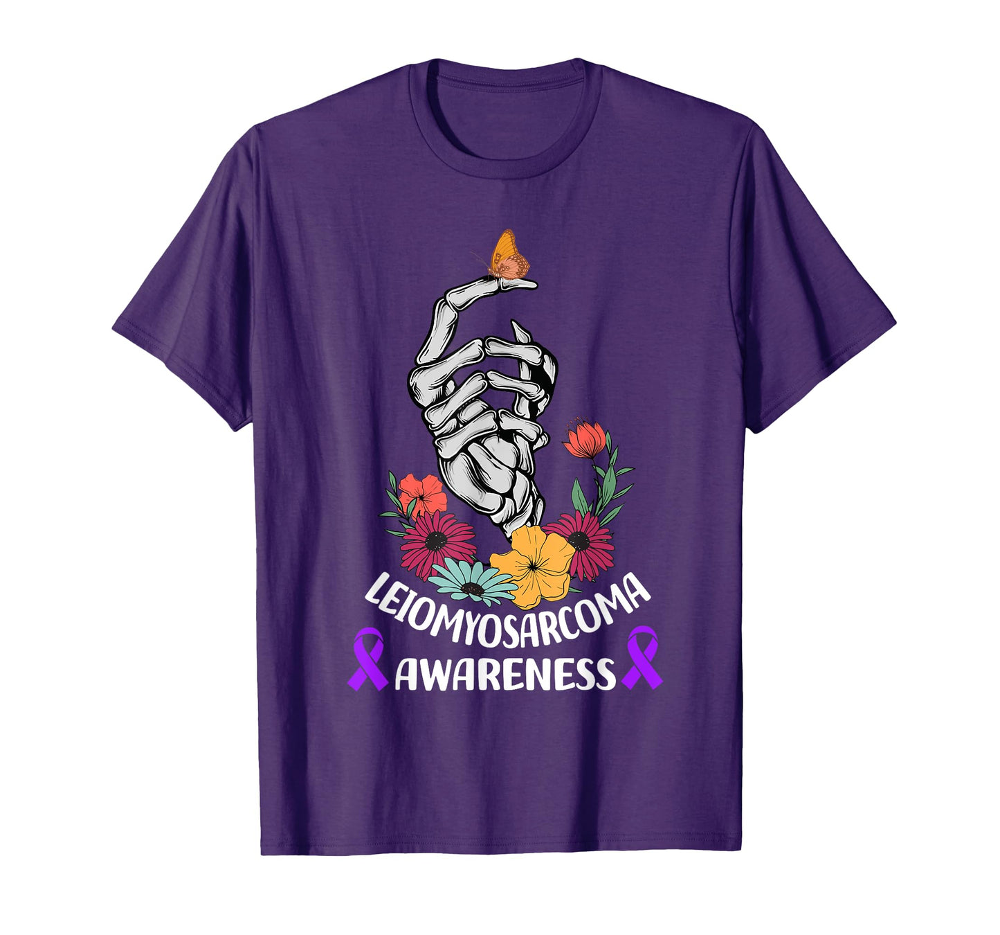 leiomyosarcoma Awareness Halloween Skeleton Hand T-Shirt