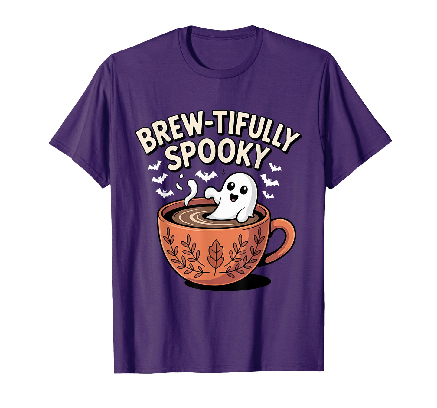 Brew-tifully Haunted Ghostly Coffee Halloween T-Shirt