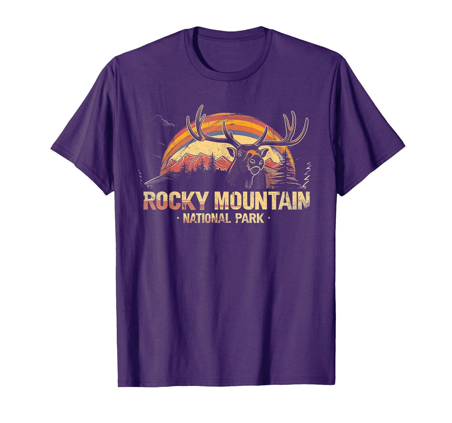Rocky Mountain US National Park Vintage Men Women Kids Retro T-Shirt