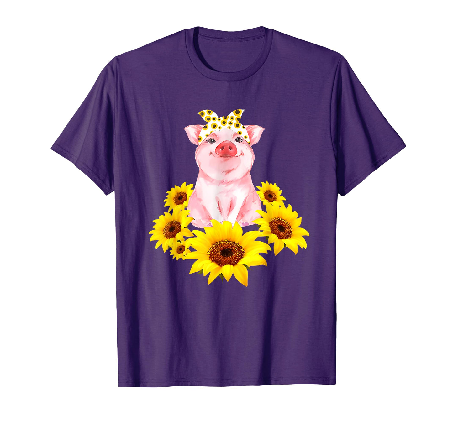 Cute Piggy With Sunflower Tiny Pig With Bandana T-Shirt