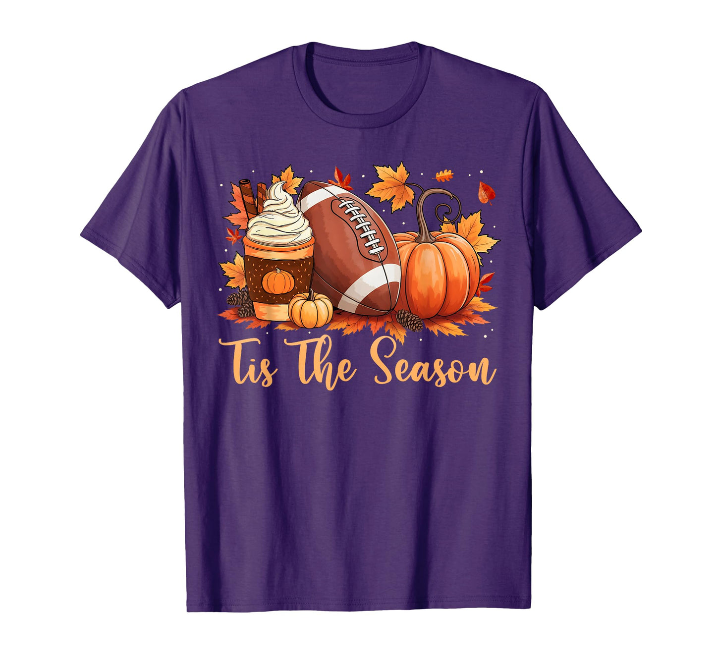 Tis The Season Fall Thanksgiving Pumpkin Spice Football T-Shirt